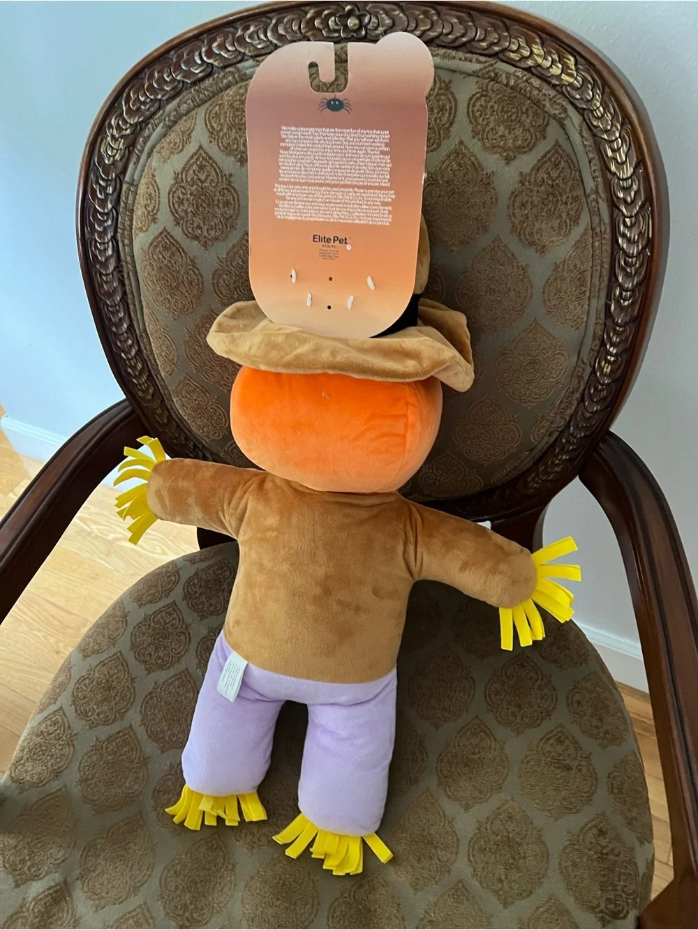 Oversized Scarecrow Dog Toy - Orange/Brown/Purple